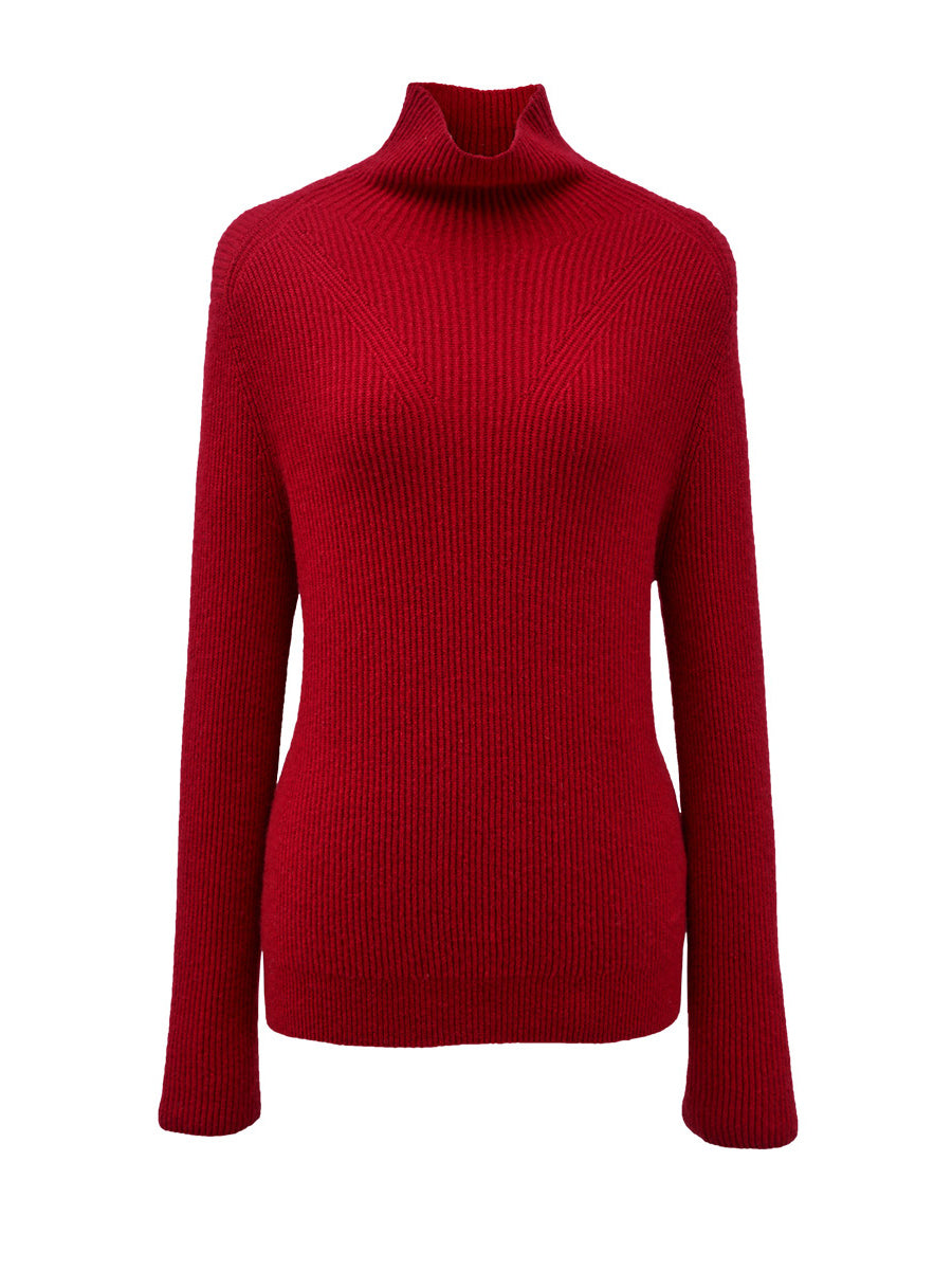 COMOBOCA RED 100% Cashmere Women's Turtleneck Knit Sweater