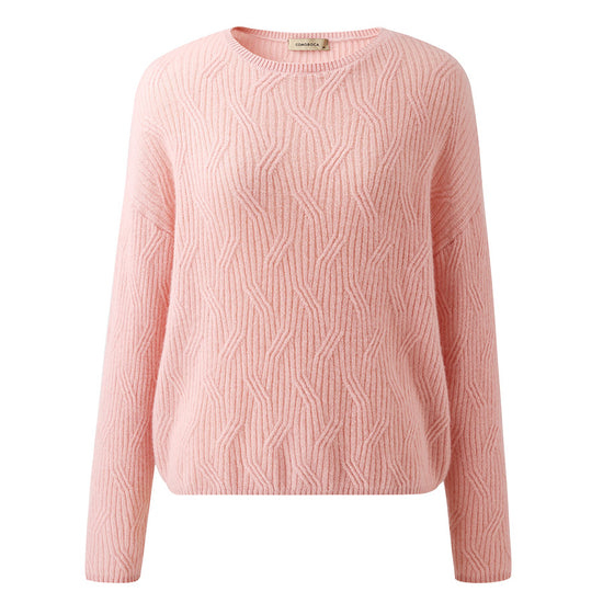 COMOBOCA 100% Cashmere Women's Geometric Wave Knit Sweater