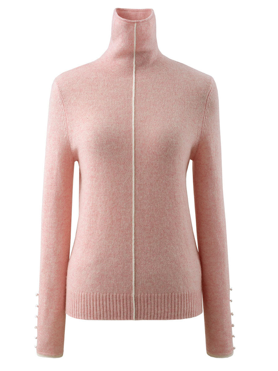 COMOBOCA 100% Cashmere Women's Pearl Buttoned Sweater