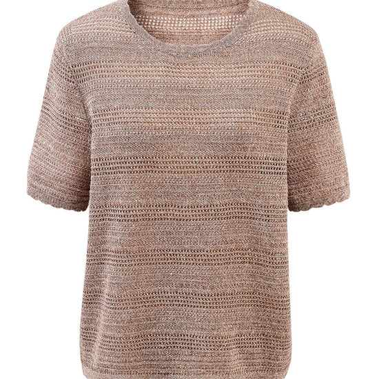 COMOBOCA Women's Openwork Mesh Knit T-Shirt