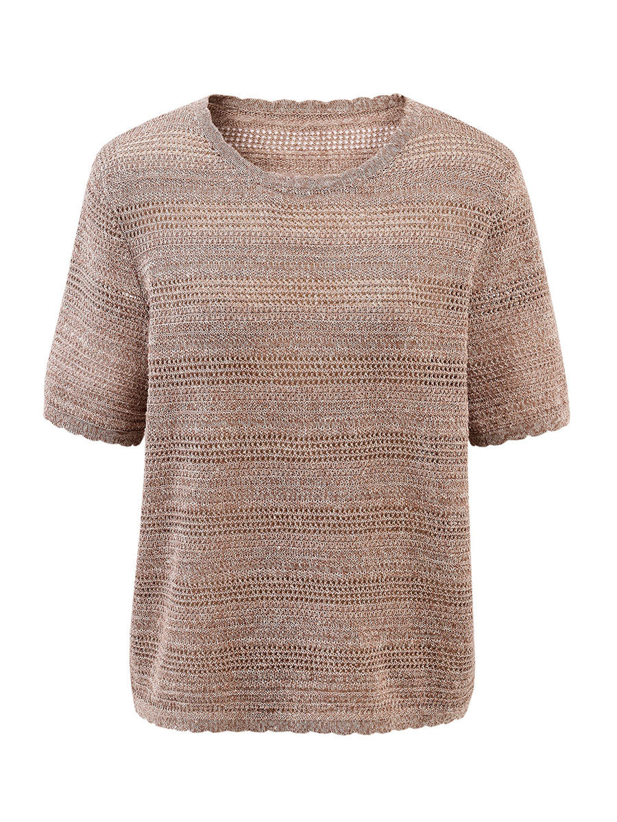 COMOBOCA Women's Openwork Mesh Knit T-Shirt