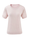 COMOBOCA Women's Lace Round Neck Knit T-Shirt