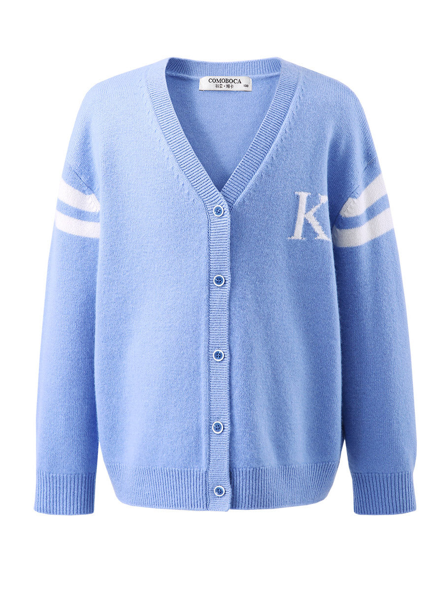 COMOBOCA 100% Wool Kids' V-Neck Cardigan