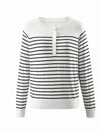 COMOBOCA Women's Striped Henley T-Shirt Sweater