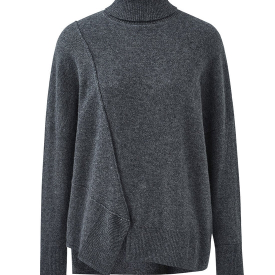 COMOBOCA 100% Cashmere Women's Asymmetric Turtleneck Sweater