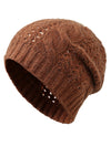 COMOBOCA Coffee 100% Cashmere Classic Cable Knit Beanie
