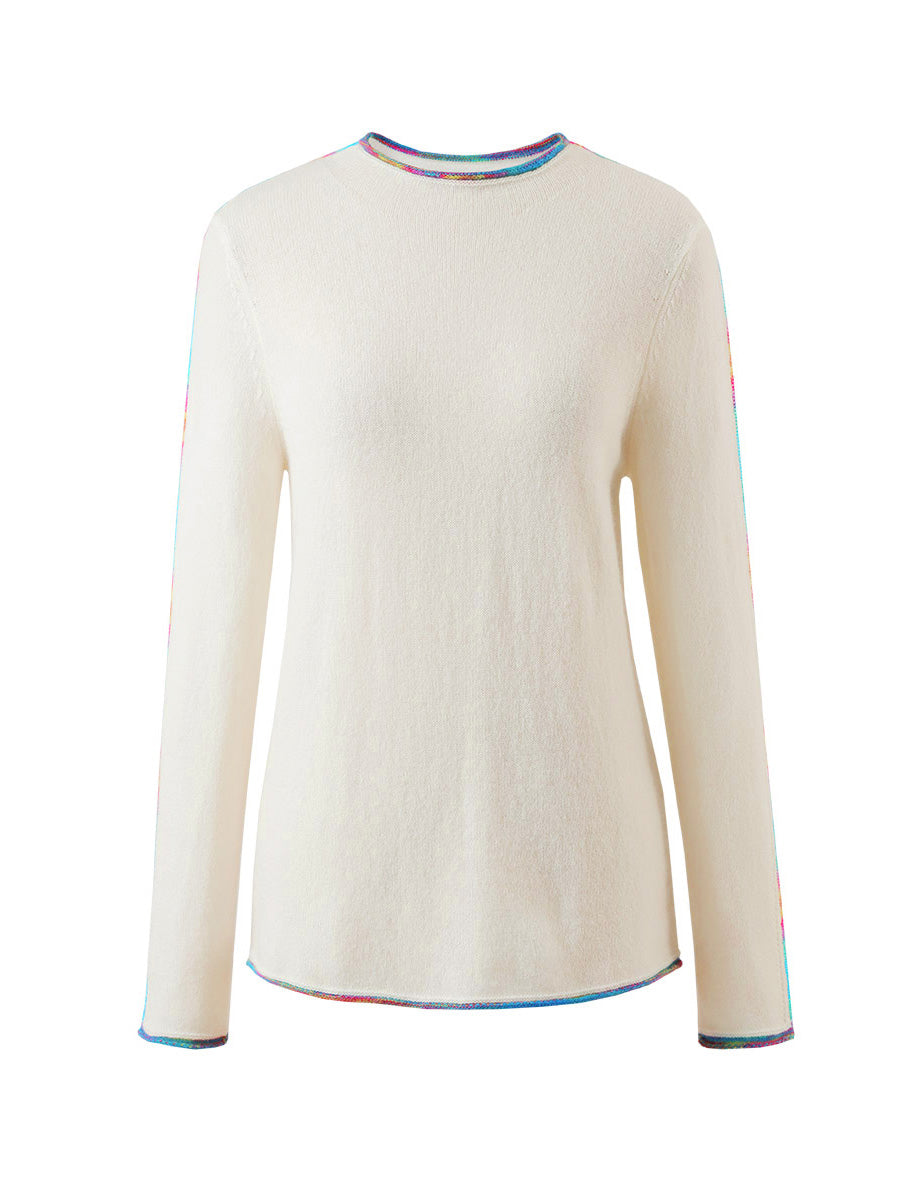 COMOBOCA 100% Cashmere Women's Sweater with Built-in Collar