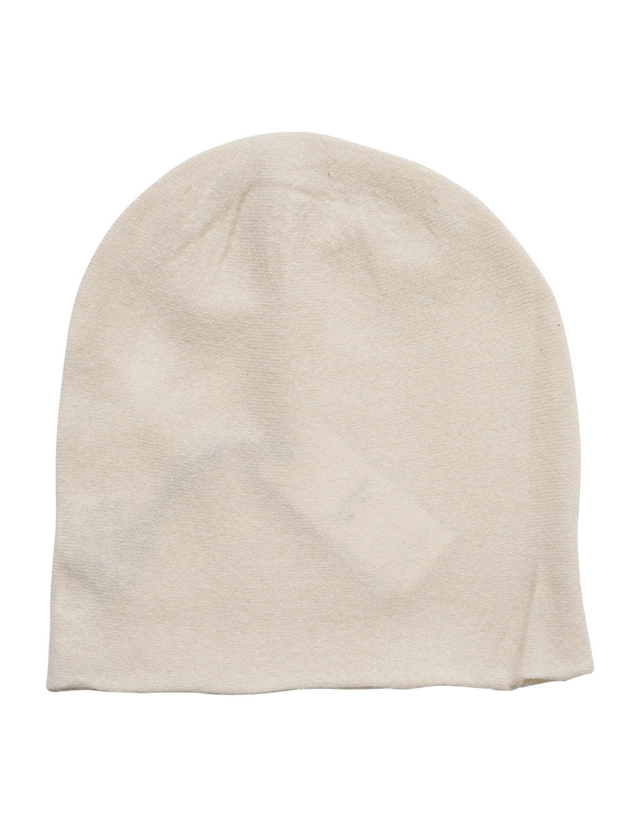 COMOBOCA White 100% Cashmere Classic Slouchy Beanie