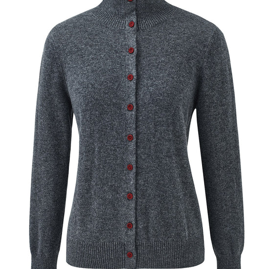 COMOBOCA 100% Cashmere Women's Turtleneck Button Front Knit Cardigan