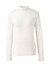 COMOBOCA 100% Wool Women's Ruffled Mock Neck Knit Sweater