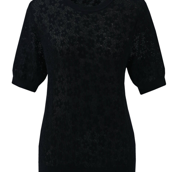 COMOBOCA Women's Cotton Silk Versatile Floral Lace Knit T-Shirt