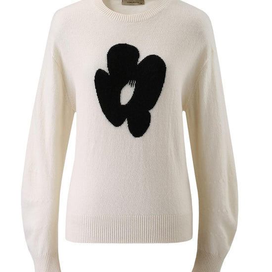 COMOBOCA 100% Cashmere Women's Floral Knit Sweater