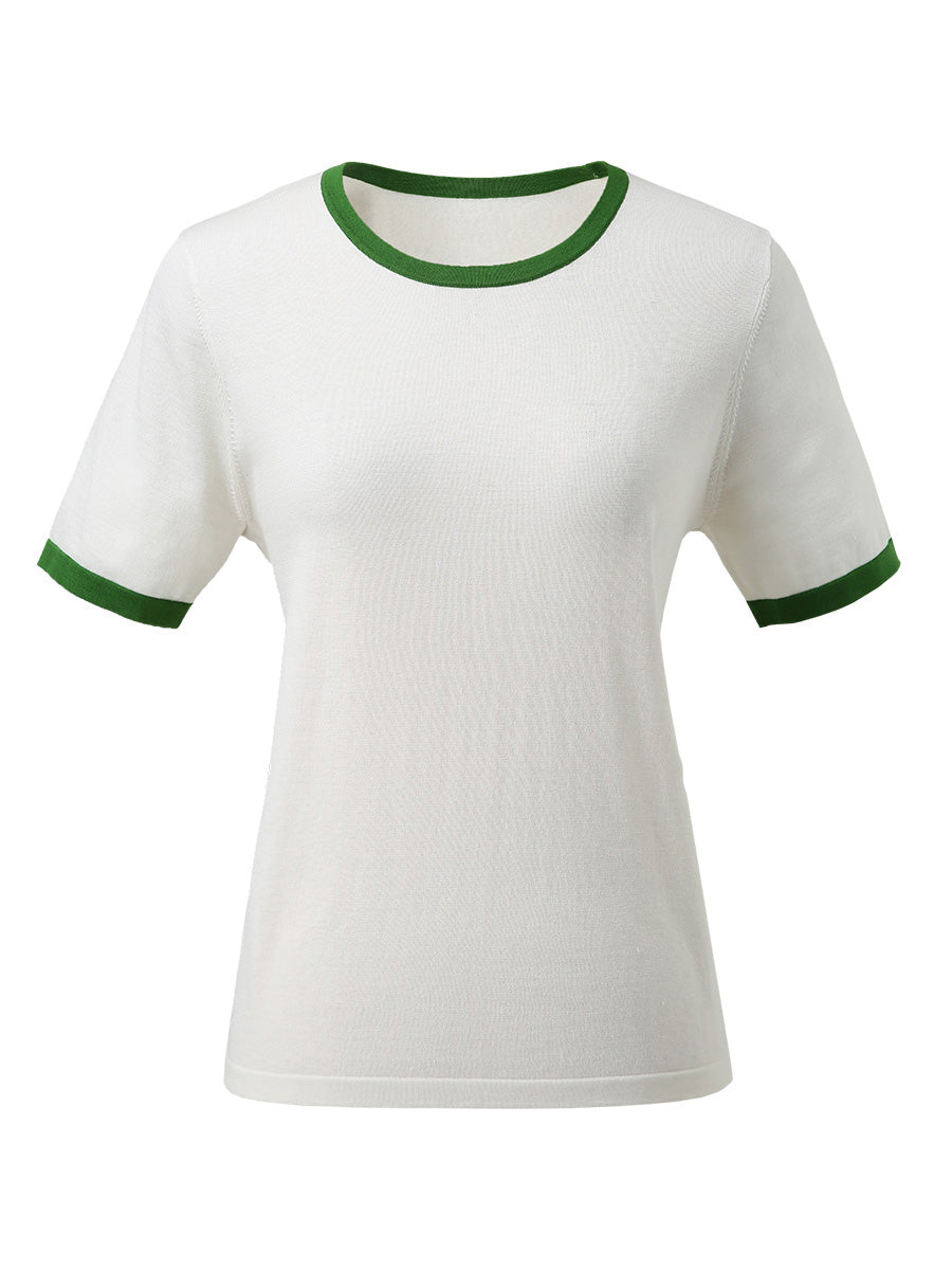 COMOBOCA Women's Retro Ringer Cotton Silk T-Shirt