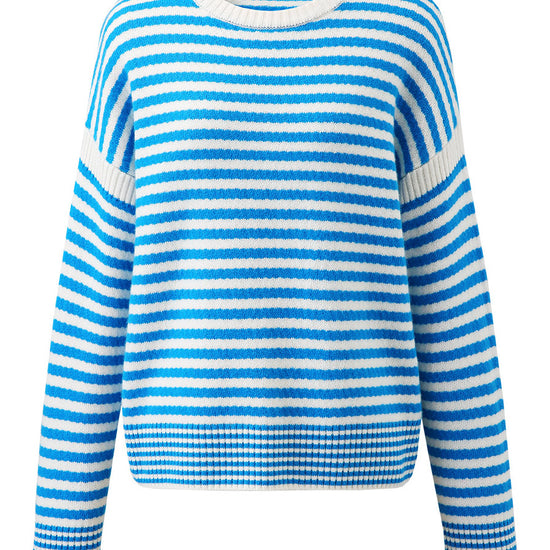 COMOBOCA 100% Wool Women's Striped Knit Pullover Sweater
