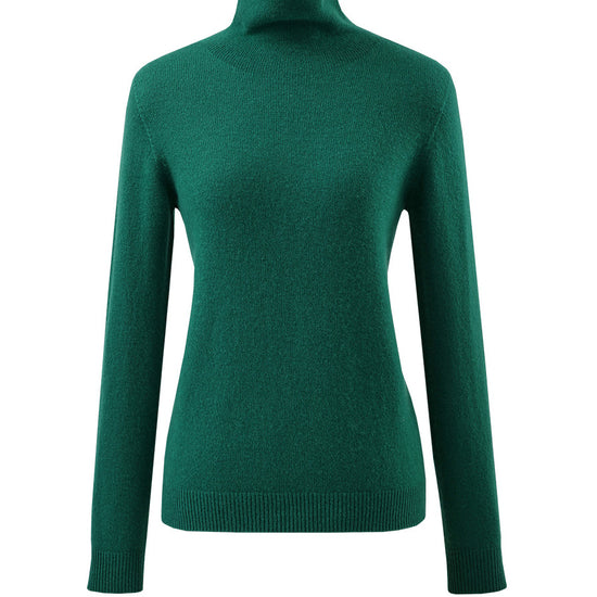 COMOBOCA 100% Wool Women's Ribbed Turtleneck Sweater