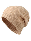 COMOBOCA Beige 100% Cashmere Classic Cable Knit Beanie