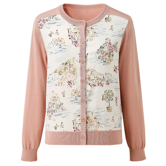 COMOBOCA Women's Floral Ribbed Button-Up Cardigan