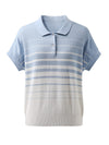 COMOBOCA Women's Striped Polo Knit T-Shirt