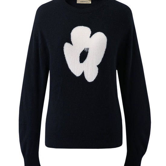 COMOBOCA 100% Cashmere Women's Floral Knit Sweater