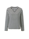 COMOBOCA Women's Striped Long Sleeve V-Neck T-Shirt