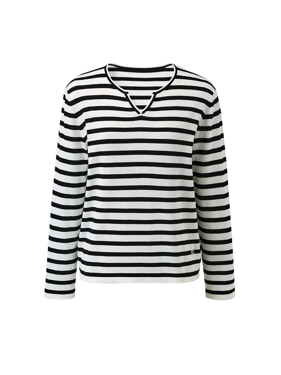 COMOBOCA Women's Striped Long Sleeve V-Neck T-Shirt