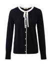 COMOBOCA 100% Cashmere Women's Faux Cardigan Sweater with Bow Tie