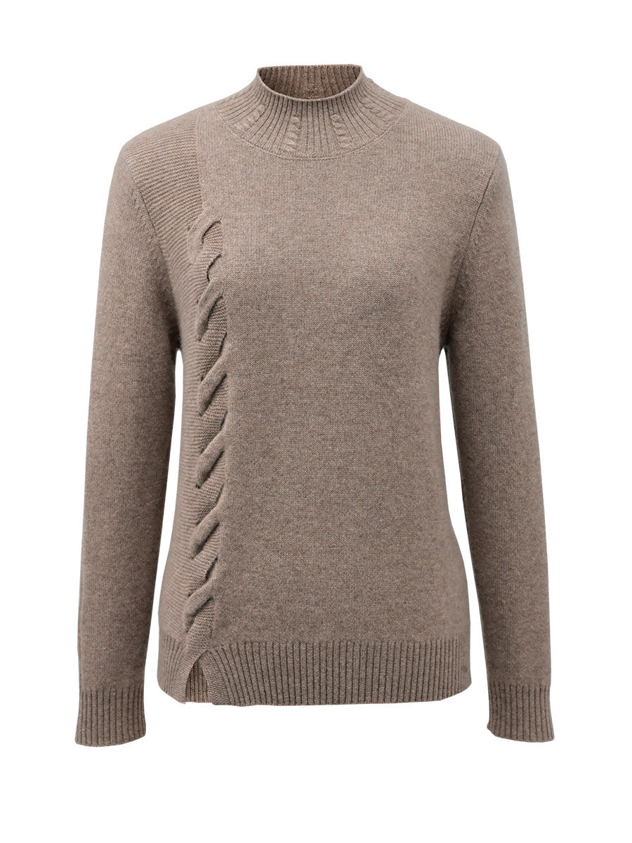 COMOBOCA 100% Cashmere Women's Ribbed Cable Knit Sweater