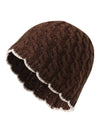 COMOBOCA Coffee 100% Cashmere Women's Cable Knit Beanie