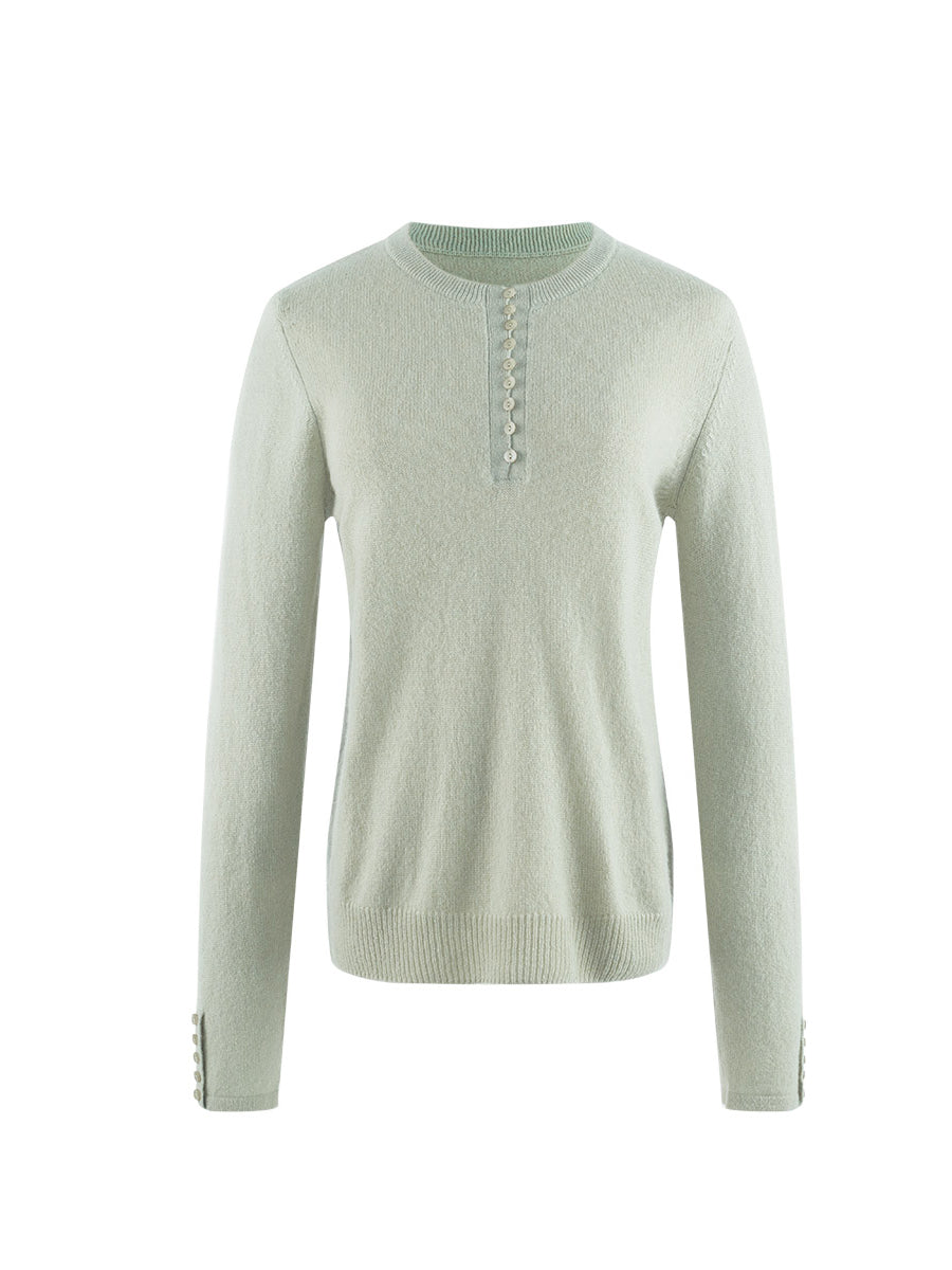 COMOBOCA 100% Cashmere Women's Round Neck Knit Sweater