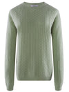 COMOBOCA Light Green 100% Cashmere Women's Round Neck Ribbed Knit Sweater