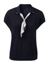 COMOBOCA Women's Paisley Scarf Polo Collar Waffle Knit T-Shirt