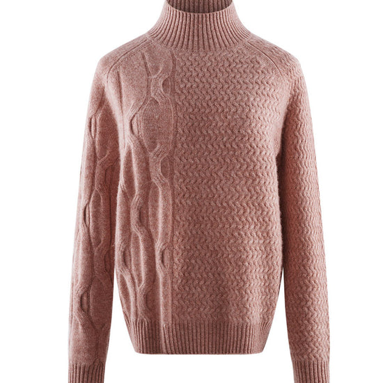 COMOBOCA 100% Cashmere Women's Mock Neck Knit Sweater