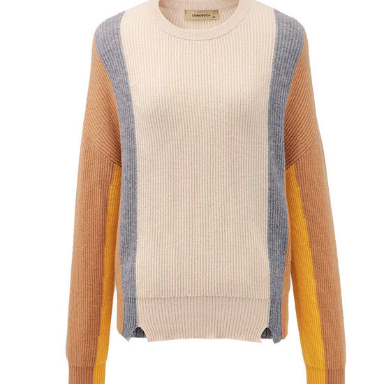 COMOBOCA 100% Cashmere Women's Crew Neck Fish Scale Inlay Sweater