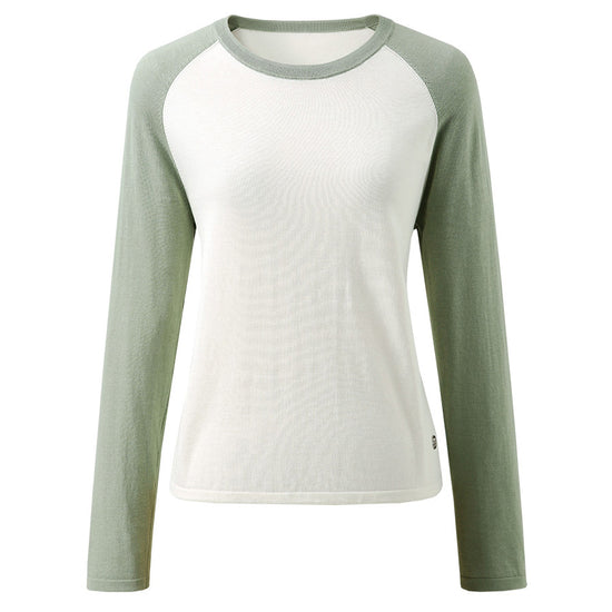 COMOBOCA Women's Colorblock Raglan Round Neck Sweater