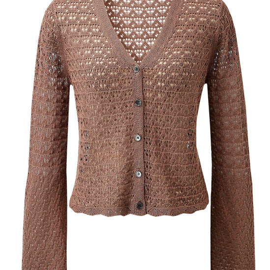 COMOBOCA Women's Bell Sleeve Lace Knit Cardigan