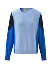 COMOBOCA 100% Cashmere Women's Color Block Round Neck Knit Sweater