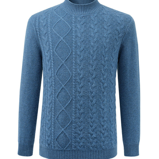 COMOBOCA 100% Cashmere Men's Ribbed Mock Neck Sweater