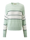 COMOBOCA 100% Cashmere Women's Striped Crewneck Sweater