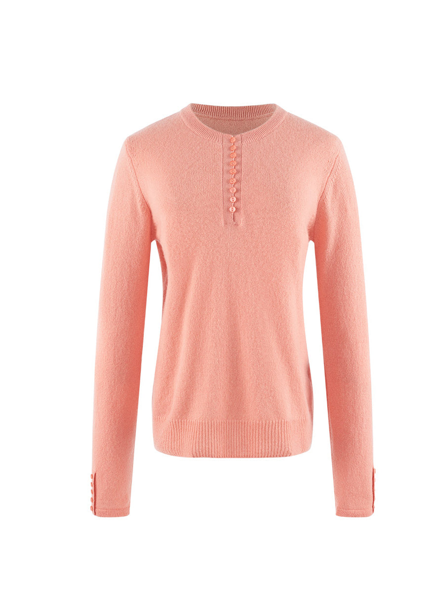 COMOBOCA 100% Cashmere Women's Round Neck Knit Sweater