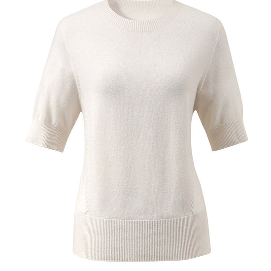 COMOBOCA 100% Wool Women's Seamless Round Neck Knit Sweater