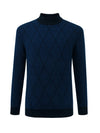 COMOBOCA 100% Cashmere Men's Mock Neck Jacquard Sweater