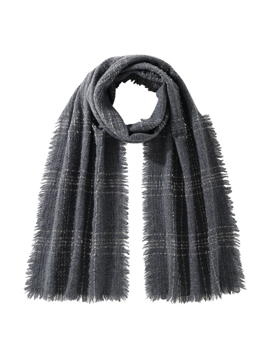 COMOBOCA 100% Cashmere Scarf with Fringes and Metallic Shimmer