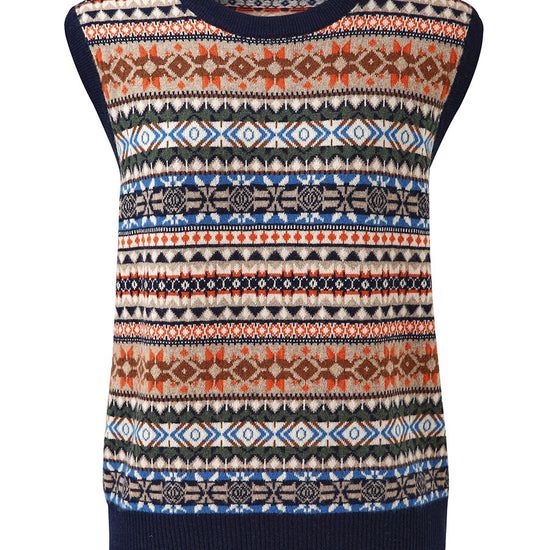COMOBOCA 100% Wool Women's Fair Isle Knit Vest