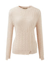 COMOBOCA 100% Cashmere Women's Cable Heart Patterned Knit Sweater