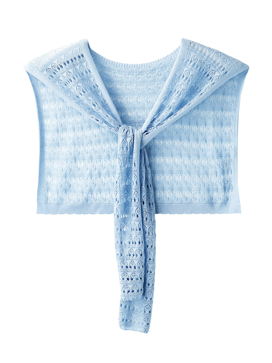 COMOBOCA Women's Tie-Front Lace Knit Shawl