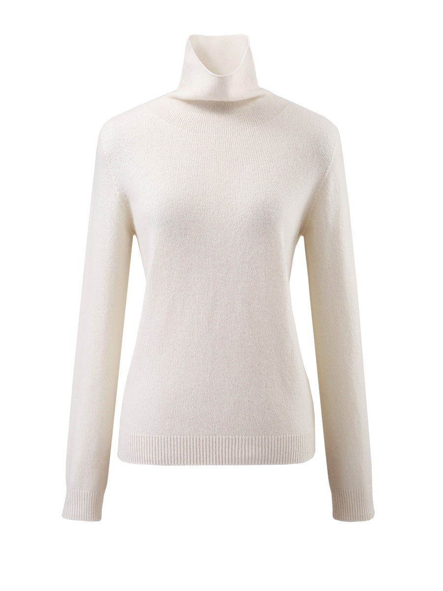 COMOBOCA 100% Wool Women's Ribbed Turtleneck Sweater