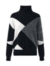 COMOBOCA 100% Cashmere Women's Geometric Turtleneck Sweater