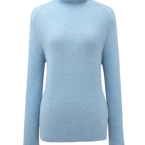 COMOBOCA BLUE 100% Cashmere Women's Turtleneck Knit Sweater