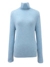 COMOBOCA BLUE 100% Cashmere Women's Turtleneck Knit Sweater
