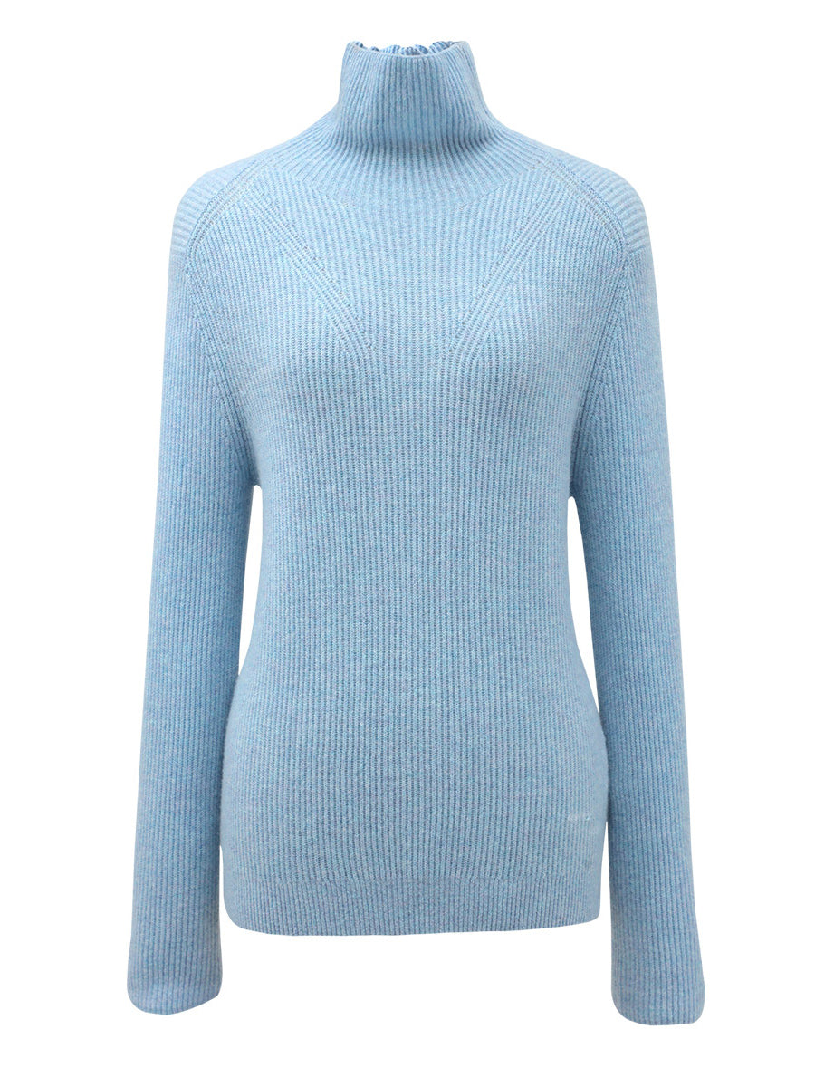COMOBOCA BLUE 100% Cashmere Women's Turtleneck Knit Sweater